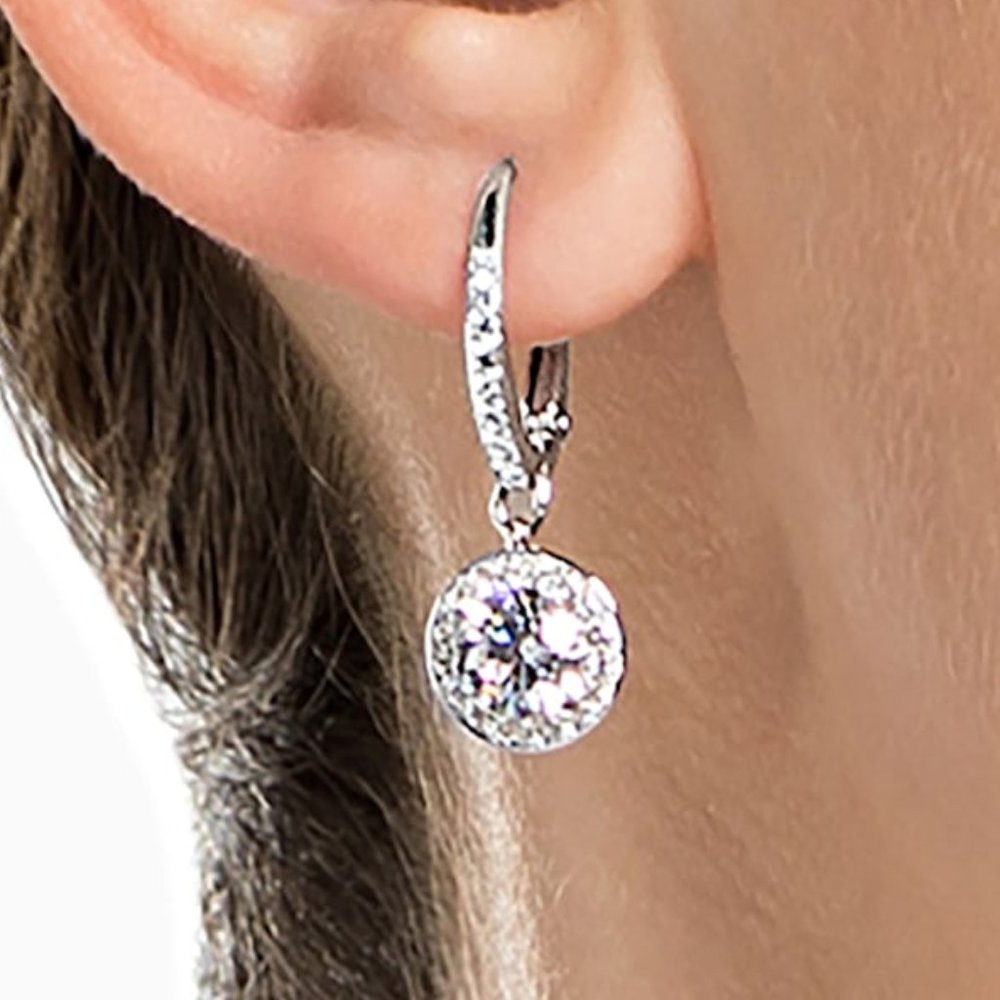Swarovski Drop Halo Earrings & Free Gift